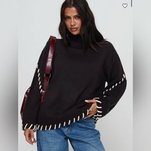 Leizure Turtleneck Knit Sweater Brown
